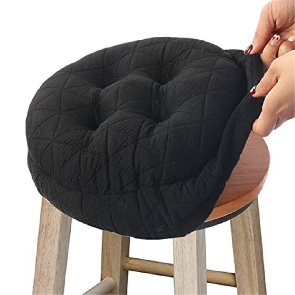 Round Bar Stool Cushion 14 Inch Non Slip Padded Seat Black